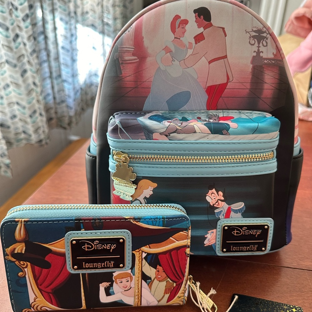 Brand new with tags Cinderella loungefly backpack and wallet set